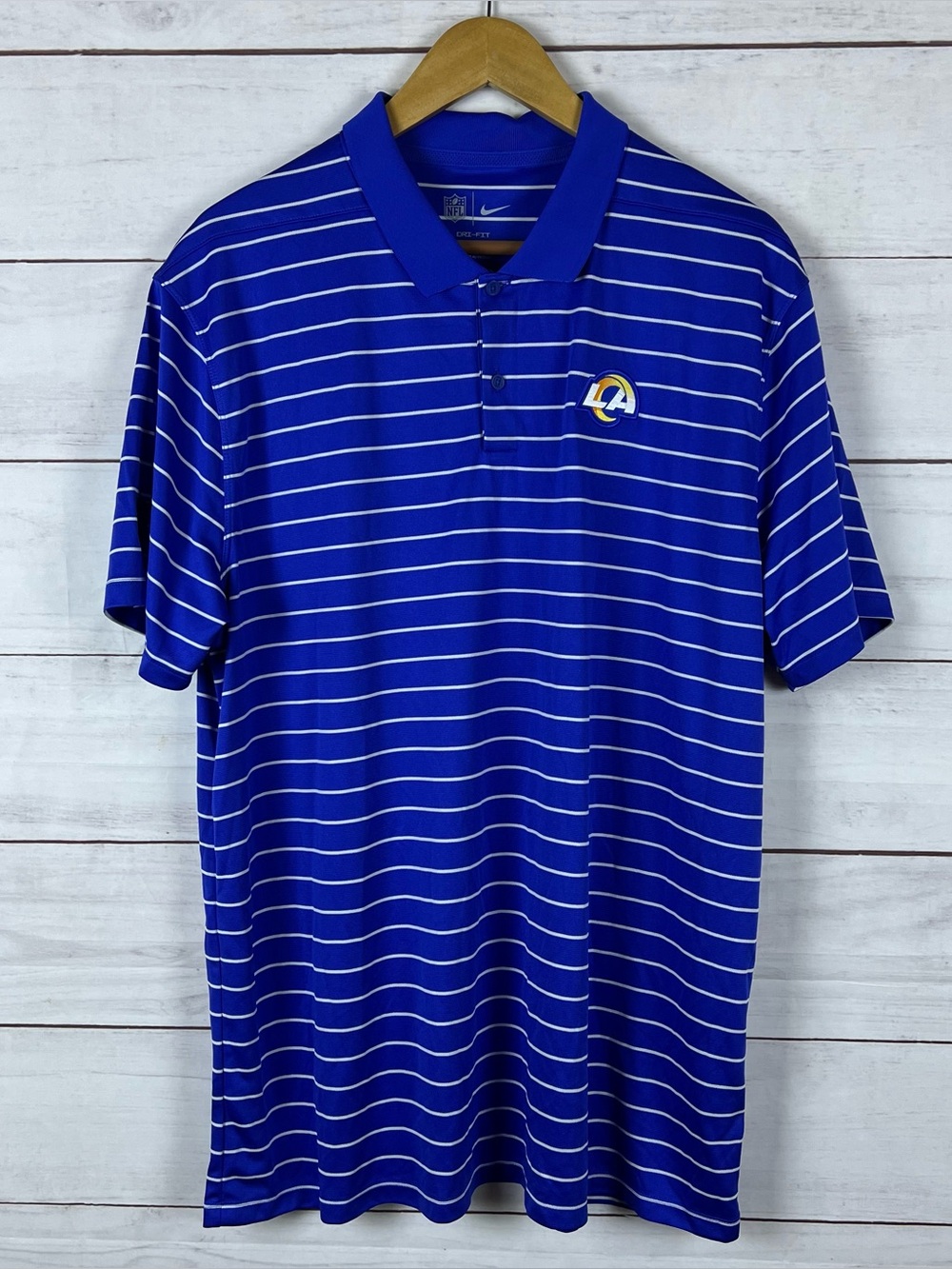 Nike Men's Los Angeles Rams Sideline Victory Stripe Performance Dri-fit Polo XL